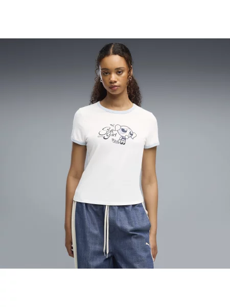 Damska dopasowana koszulka PUMA x POWERPUFF GIRLS Odzież S biały