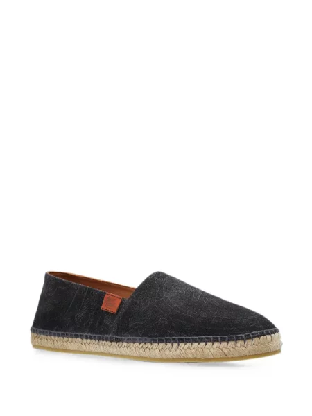 Espadrile Etro din piele de căprioară cu model paisley negru