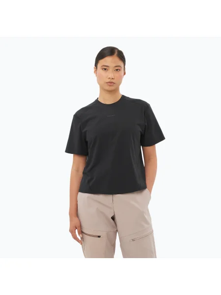 Tricou pentru femei Salomon Trackline Tee SS deep black negru