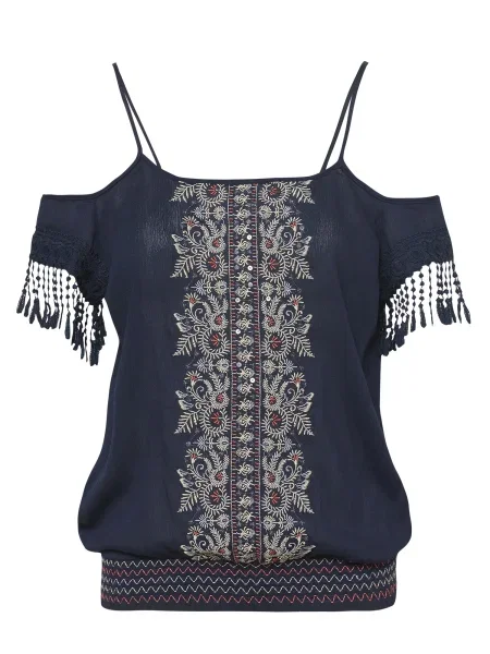 KOROSHI Bluza / mornarsko plava / crvena bež