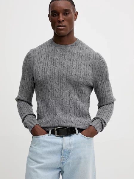 BOSS pulover din amestec de cașmir light gri