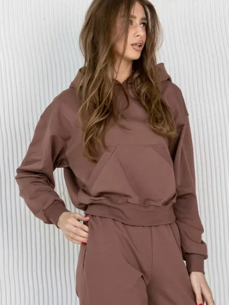 Женское однотонное худи коричнева