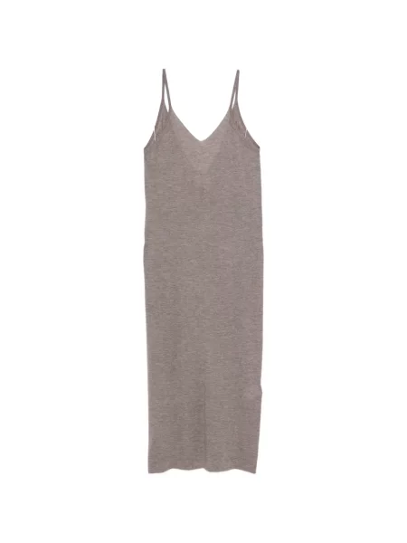 Odgovarati midi haljina Lisa Yang s V-izrezom iznad koljena smeđa