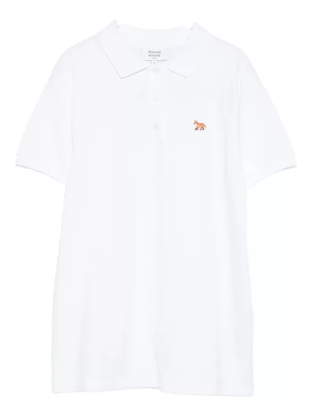 Polo Maison Kitsune cu broderie alb