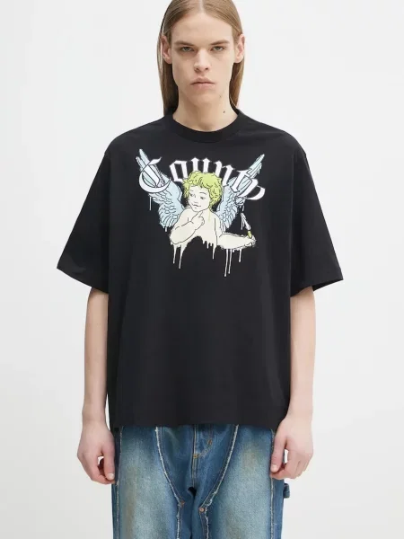 Тениска Marcelo Burlon County Angel Boxy T-Shirt Black Multicol с принт черно