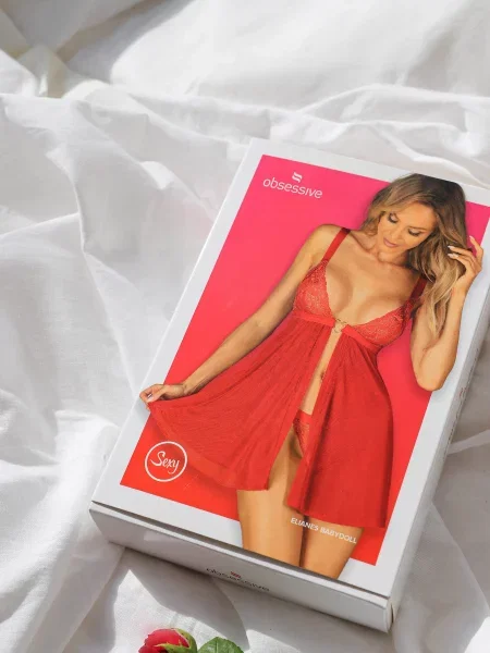 Комплект: бэби-долл и трусики Комплект_Obsessive_Elianes_babydoll червоний