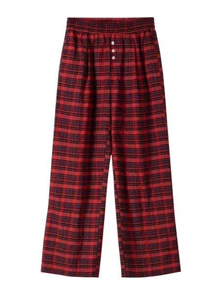 Bershka Pantaloni de pijama albastru închis / roșu negru
