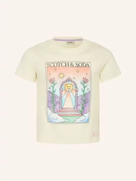 Scotch & Soda Tričko režná / tmavě oranžová zelená