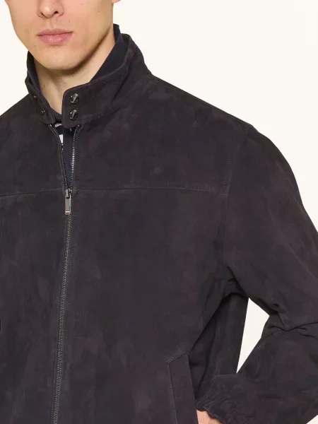 Tommy Hilfiger Kožená Bunda tmavě modrá