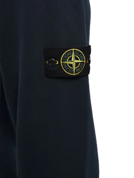 Pantaloni Stone Island cu strasuri albastru