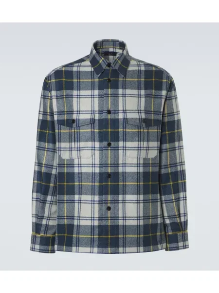 Kašmírová kostkovaná košile Dunhill modrá