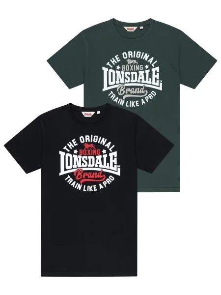 LONSDALE Tricou Wellbrow verde pin / roșu / negru alb