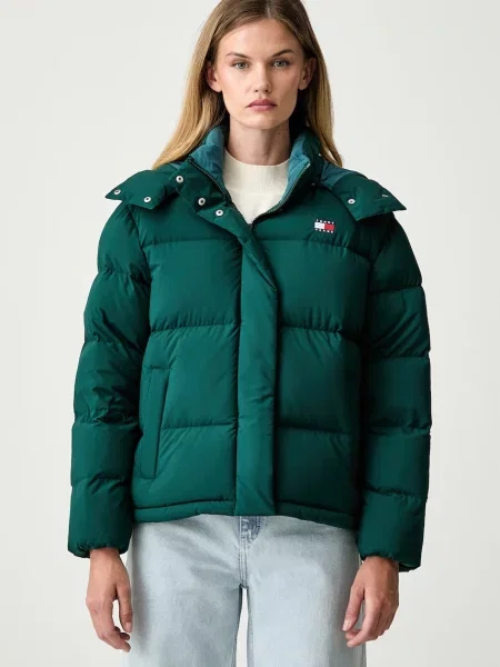 Tommy Jeans geacă cu puf pentru femei verde