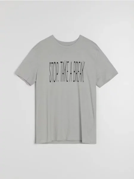 Футболка Sinsay с надписями серая