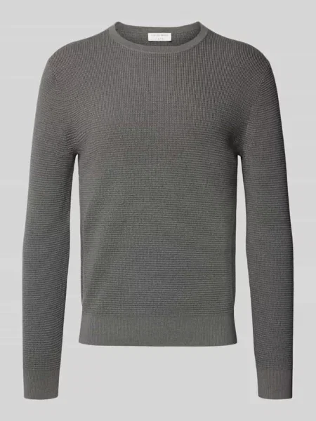 Sweter z dzianiny z prążkowanymi wykończeniami model ‘Connor’ Tiger Of Sweden