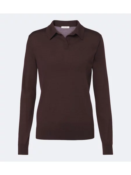Tricou polo The Row de lână maro