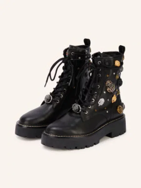 Kurt Geiger Šněrovací Boty Eagles Matilda S Ozdobnými Kamínky / stříbrná / zlatá černá