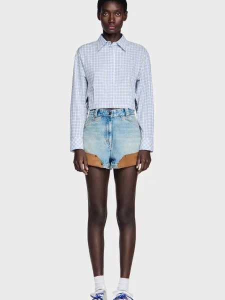 Клетчатая рубашка Sandro белая