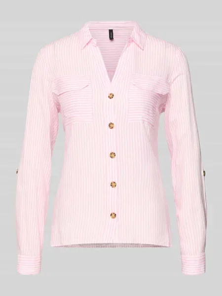 Bluzka koszulowa o kroju relaxed fit z czystej model ‘BUMPY’ Vero Moda różowa