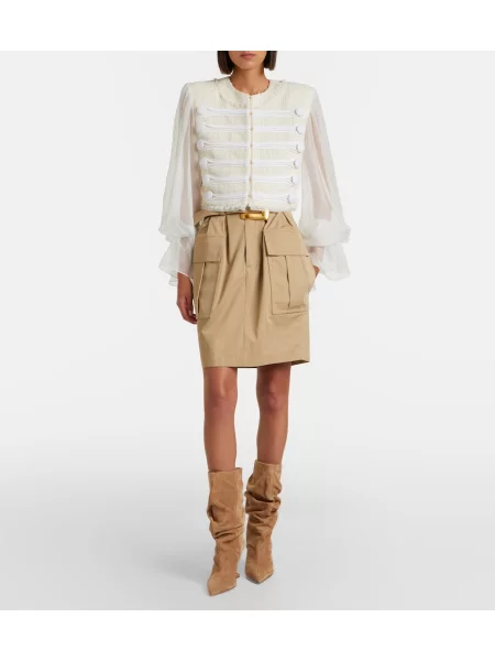 Cu centură fustă midi Balmain bej