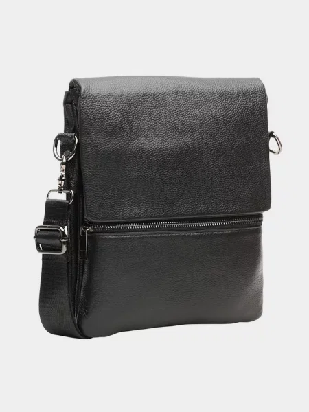 Кожаная сумка через плечо Borsa Leather черная
