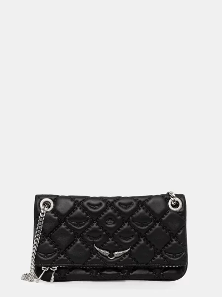 ZADIG&VOLTAIRE geantă de piele ROCK II QUILTED MONOGRAM negru