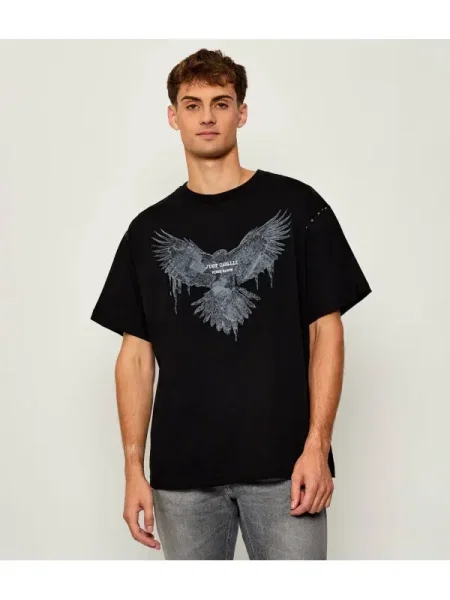 Just Cavalli tricou din cu imprimeu negru