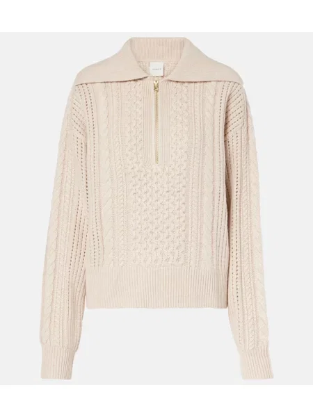Pulover Varley tricotate de jumătate de fermoar bej