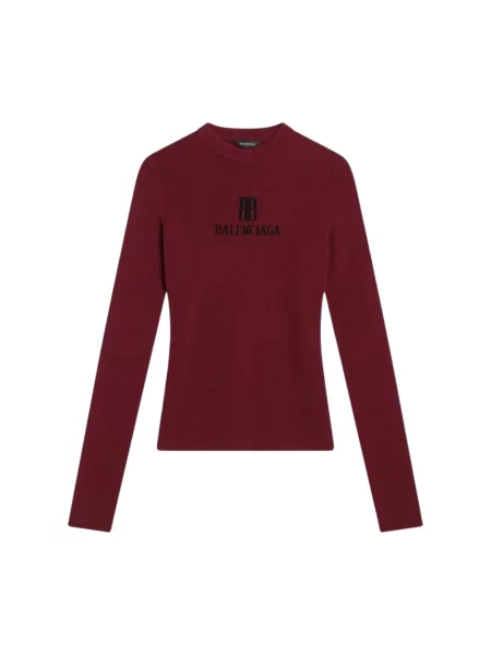 Lniany top Balenciaga czerwony