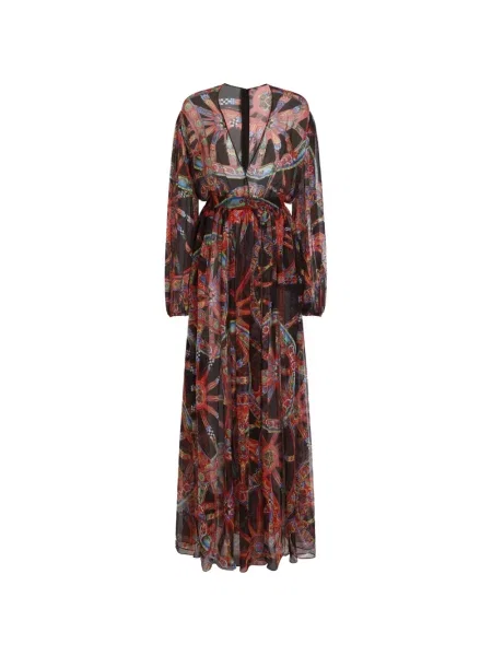 Lung rochie Dolce & Gabbana din șifon cu imagine negru