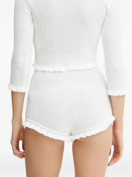 Pantaloni scurți Elisabetta Franchi tricotate cu volane alb