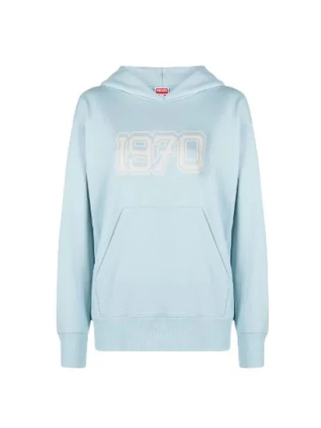 Bluza z kapturem Kenzo z nadrukiem niebieska