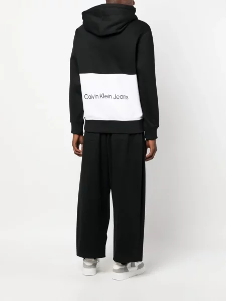 Hanorac cu glugă Calvin Klein cu imagine negru
