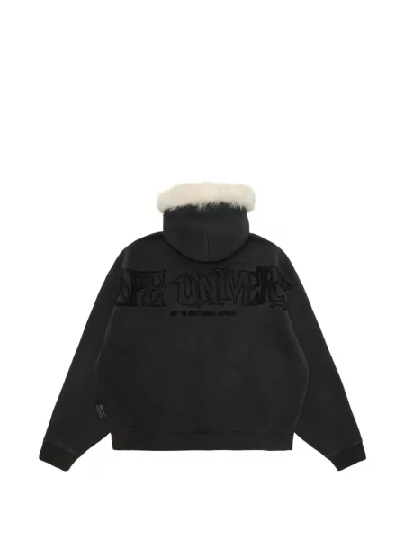 Hoodie Aape By *a Bathing Ape® με αυτόγραφο με γούνα μαύρο