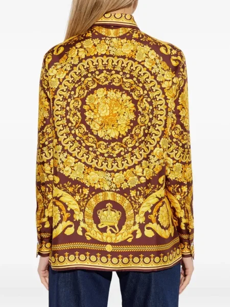 Bluză Versace de mătase cu model floral cu imagine maro