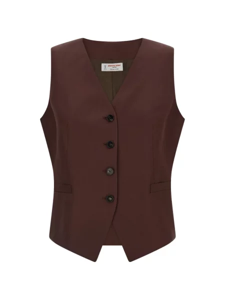 Kamizelka Alberto Biani z dekoltem w serek brązowa