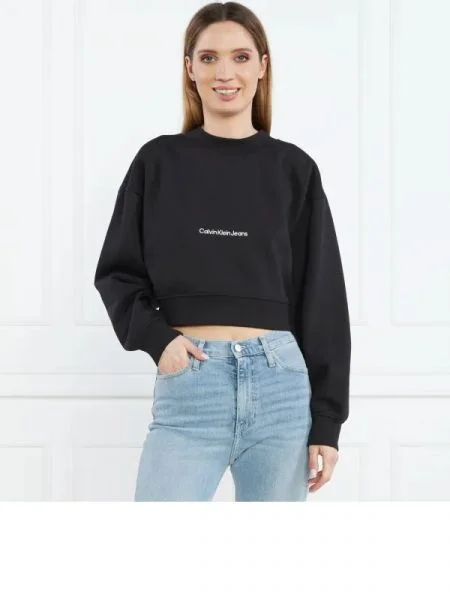 CALVIN KLEIN JEANS Hanorac INSTITUTIONAL | Cropped Fit negru