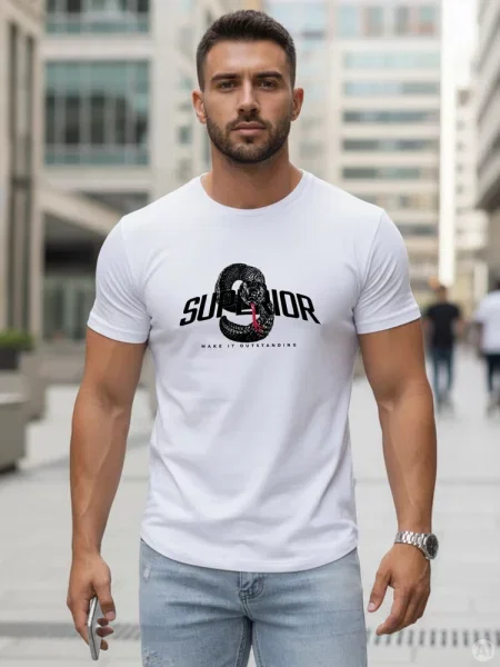 T-shirt z nadrukiem SUPERIOR Dstreet biały