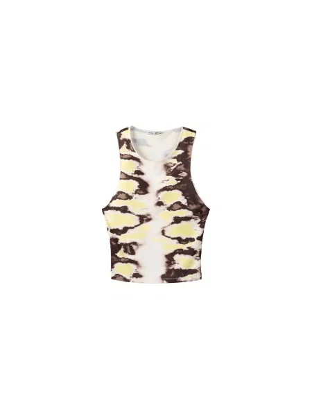 Bershka Top ecru / čokolada / temno / limeta rjava