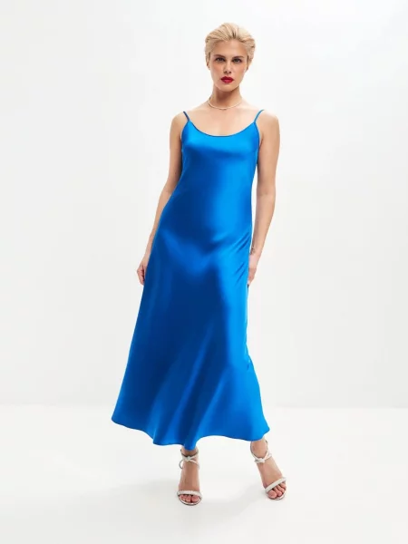 Serena Silueta Šaty Midi satin slip dress Majestic' tyrkysová