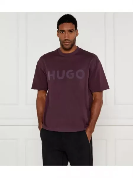 HUGO Tricou Dinkee | Oversize fit bordo
