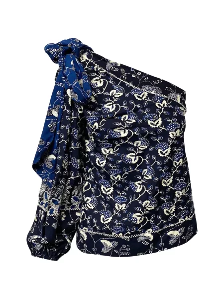 Top Ulla Johnson na jednym ramieniu niebieski