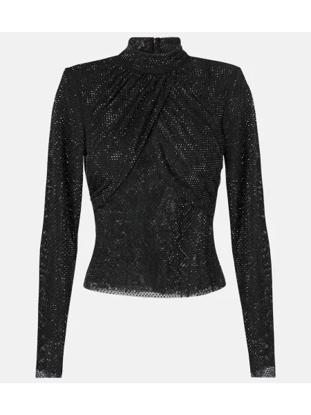 Top Self-portrait plasă negru