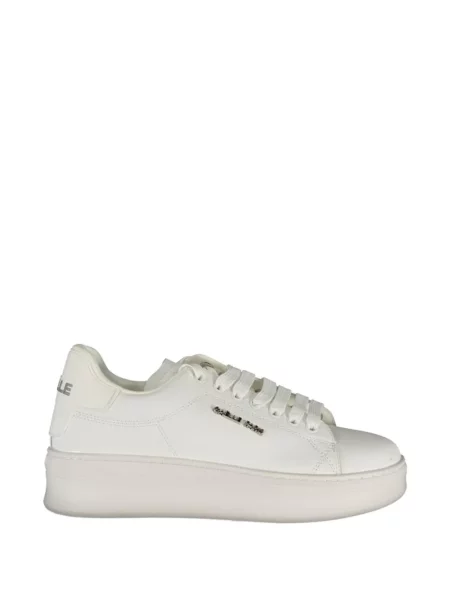Sneakerși Gaelle cu șireturi cu platformă din dantelă alb