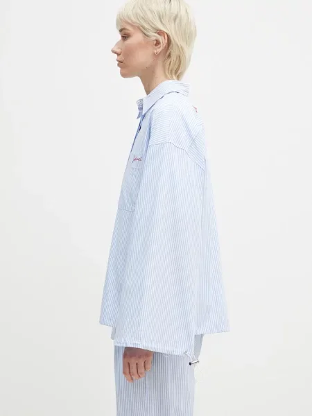 Сорочка Fiorucci Striped Embroidered Drawstring Shirt relaxed класичний комір