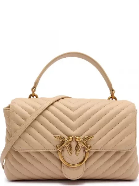 Pinko De piele geantă poștaș love lady puff classic bej