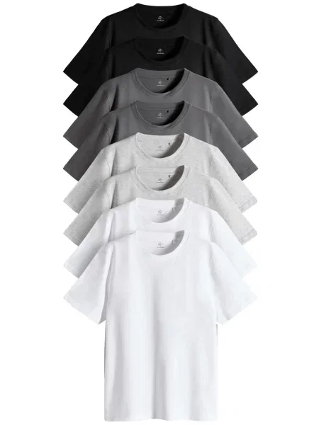 The Set Tricou gri închis / gri amestecat / negru alb