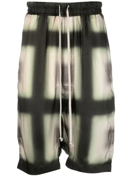 Pantaloni scurți Rick Owens în carouri cu imagine verde
