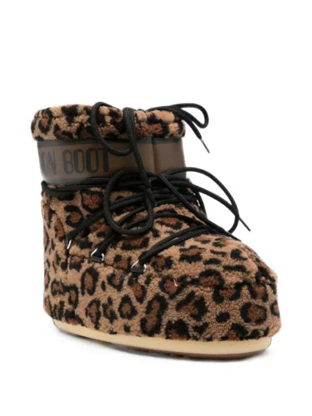 Botine Moon Boot din fleece cu imagine cu model leopard maro