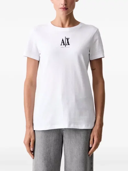 Tricou Armani Exchange cu broderie alb